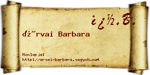 Árvai Barbara névjegykártya