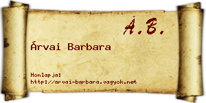 Árvai Barbara névjegykártya