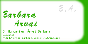barbara arvai business card