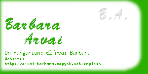 barbara arvai business card